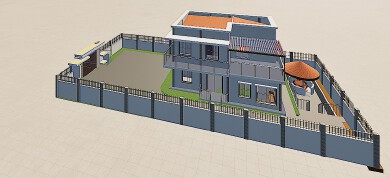 Five bedroom Single storyed residential building 