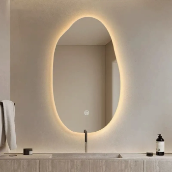 Irregular Shaped Smart Touchscreen Bathroom Mirror with LED Lighting