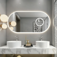 Oval LED Bathroom Mirror with Built-in Magnifying Mirror, Customizable Functions & Sizes