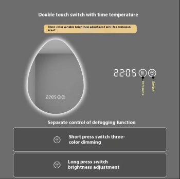 Minimalist Irregular Smart Bathroom Mirror - Frame Less LED Illuminated, Wall-Mounted with Anti-Fog & Vanity