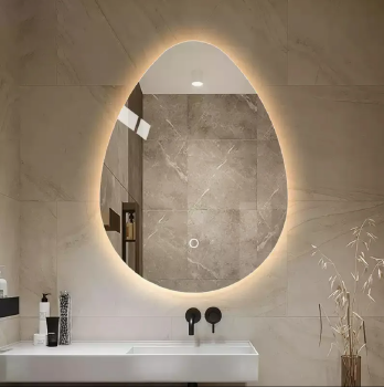 Minimalist Irregular Smart Bathroom Mirror - Frame Less LED Illuminated, Wall-Mounted with Anti-Fog & Vanity