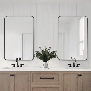 Sleek Modern Black Rectangle Wall Mirror 24X36 Inch