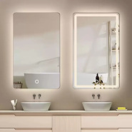 Minimalist Irregular Smart Bathroom Mirror - Frame Less LED Illuminated, Wall-Mounted with Anti-Fog & Vanity