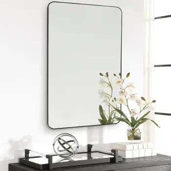 Sleek Modern Black Rectangle Wall Mirror 24X36 Inch