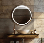 Minimalist LED Round Mirror, Customizable Functions Available