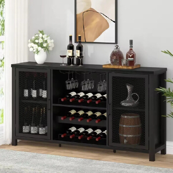 Custom Luxury Modern 2-Door MDF Wood Bar Display Cabinet