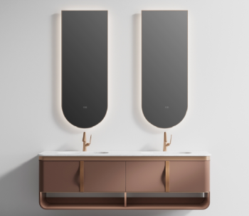 RY17818 series plywood bathroom cabinet curve vanity