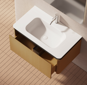 TY123109 series plywood bathroom cabinet curve vanity
