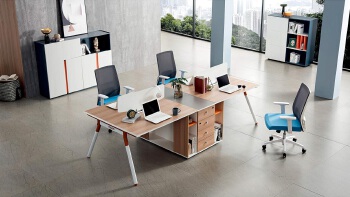 Humble Luxury four - person steel - wood combination with drawer workstation office furniture
