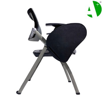 AS-A2143P-Grey Mesh Fabric Factory After-Sales Service Lightweight Portable Folding Chair for Events and Training Sessions