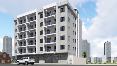 A simple apartment design with garages