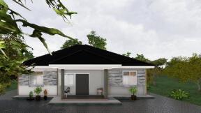 a single-floor village house exterior design