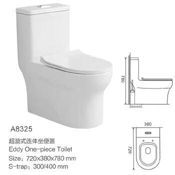 Easy Clean Soft Closing One Piece Siphon Eddy Flush WC Toilets