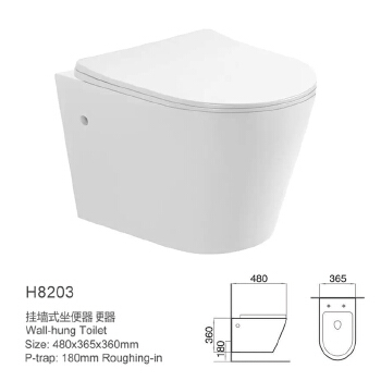 Sanitaryware Modern Style Tornado Rimless Wall Hung Mounted Toilets