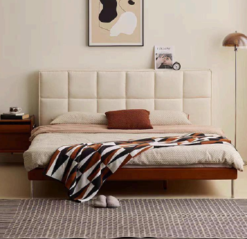 Hot Sales Modern Furniture Upholstered Bed Wooden Frame Double Bed