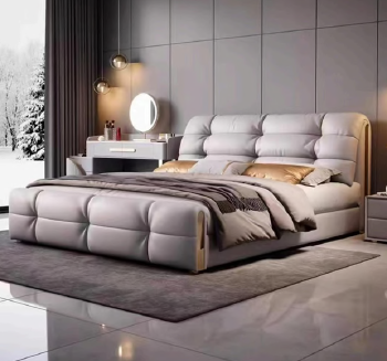 Comfortable Double Bed with Zero-Pressure Cotton Mattress Vacuum Roll Package Oken Motor Iron Frame Split Bed Smart Bed