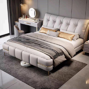 Comfortable Double Bed with Zero-Pressure Cotton Mattress Vacuum Roll Package Oken Motor Iron Frame Split Bed Smart Bed