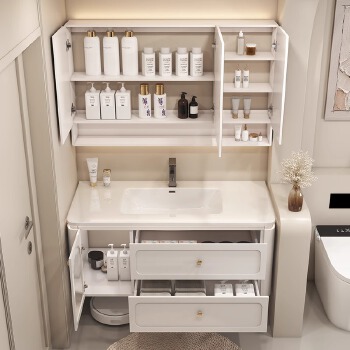 Rubber wood bathroom cabinet