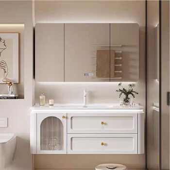 Rubber wood bathroom cabinet