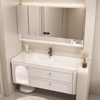 Rubber wood bathroom cabinet