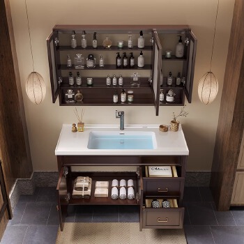 PL014 solid wood bathroom cabinet