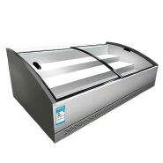 Stainless steel display cabinet for fried skewers, barbecued food and cooked delicacies, stepped ordering counter, countertop freezer, refrigerated and fresh-keeping cabinet for street stalls, horizon