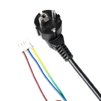 VDE-certified European standard three-core bare wire tail power cord, single-ended connecting wire with a three-pin plug, made of pure copper