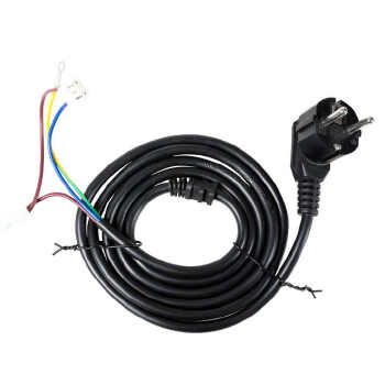 VDE-certified European standard three-core bare wire tail power cord, single-ended connecting wire with a three-pin plug, made of pure copper