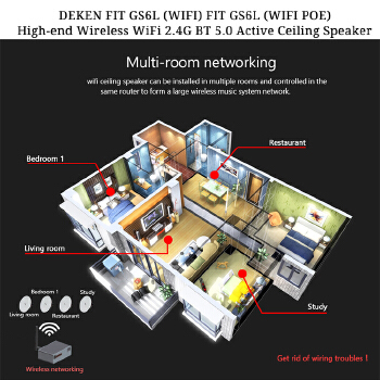 DEKEN FIT GS6L (WIFI POE) Smart Home Audio 48V POE PA 6.5 Inch 30W Wireless WiFi Bluetooth Ceiling Speaker with Dual Tweeter