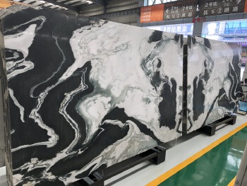 China panda white marble slab for wall, bookmatched slabs