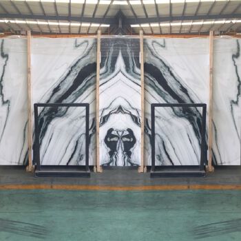China panda white marble slab for wall, bookmatched slabs