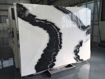 China panda white marble slab for wall, bookmatched slabs