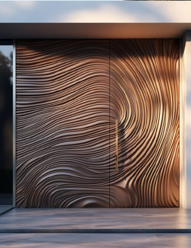 Solid wood relief craft flat opening/off-axis door