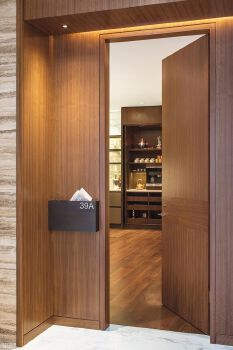 High-end customize wood veneer paint unequal double door