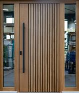 Painted red oak veneer grille door