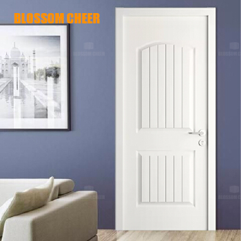 Full oak wood white lacquer paint door with customize groove line, glass and pool plate