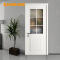 Full oak wood white lacquer paint door with customize groove line, glass and pool plate