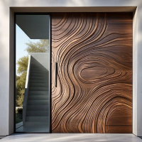 Solid wood relief craft flat opening/off-axis door