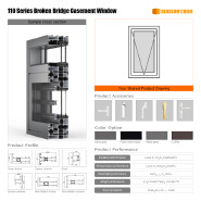 1.6mm Thickness Profile 110 Broken Bridge Top Hung Window