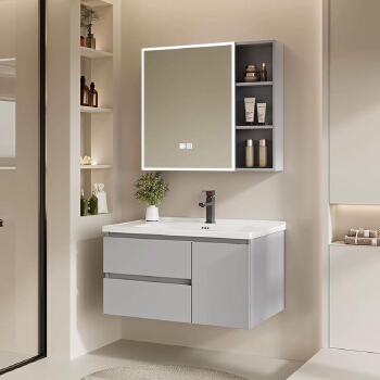 Wall Mounted Floating Alluminum Bathroom Cabinet With Smart Mirror Vanity