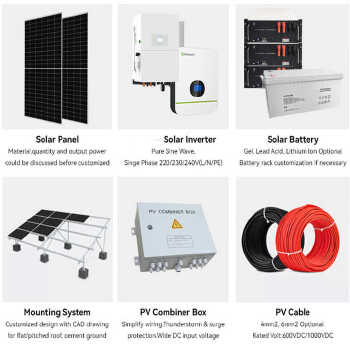 Complete All in One Off Grid Solar System 10KW 20KW 30KW Pv Module System 3 Phase Hybrid Inverter Solar Energy System