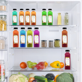 16 oz Plastic bottles with lids,Juice bottles with caps, Reusable Clear Bulk Beverage Containers for Juice, Milk and Other Beverages