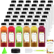 16 oz Plastic bottles with lids,Juice bottles with caps, Reusable Clear Bulk Beverage Containers for Juice, Milk and Other Beverages