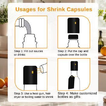 5 oz glass bottles, equipped with drip-proof nozzle inserts and shrink capsules, empty wine bottles with labels (including funnels and twine)