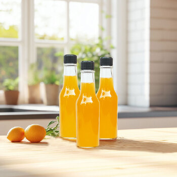 5 oz glass bottles, equipped with drip-proof nozzle inserts and shrink capsules, empty wine bottles with labels (including funnels and twine)