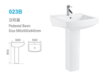 Durable full pedestal wash basin bathroom ceramic basin with full pedestal