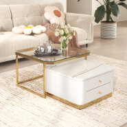 Living room mdf gold side table coffee table set