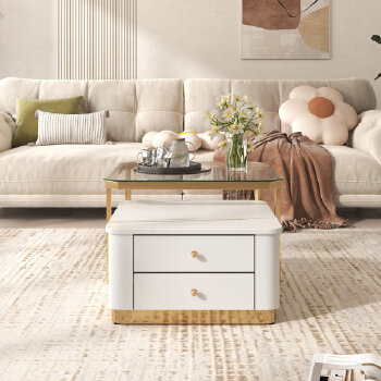 Living room mdf gold side table coffee table set