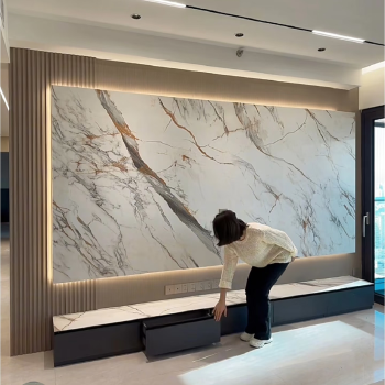 Bamboo Charcoal Wood Fiber Wall Board Interior Decor Marble Grain Wood Veneer Wall Panels Carbon Crystal Plate