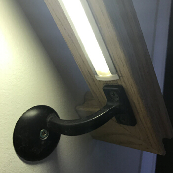 Wooden handrail balustrade with lights